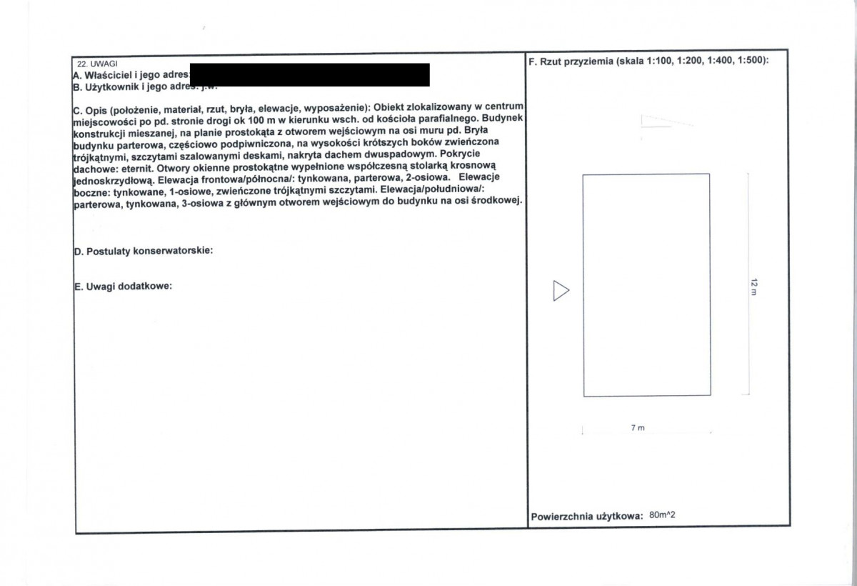 KEZN - Karta obiektu niewpisanego do rejestru, skan nr 2