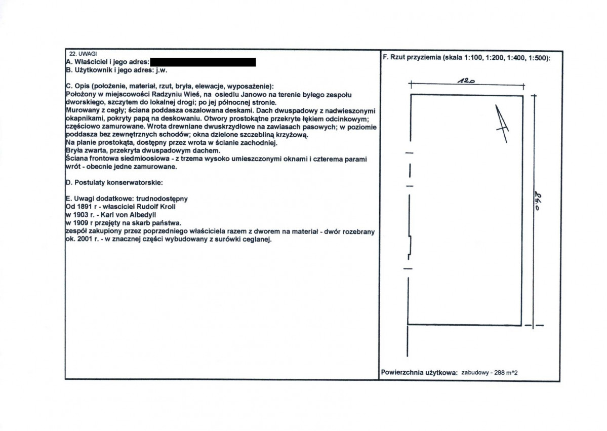 KEZN - Karta obiektu niewpisanego do rejestru, skan nr 2