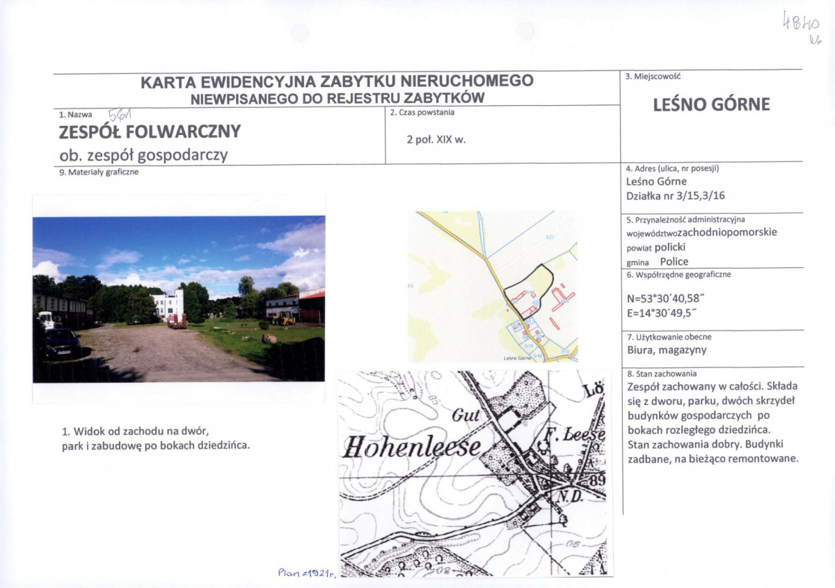 Karta obiektu niewpisanego do rejestru, skan nr 1