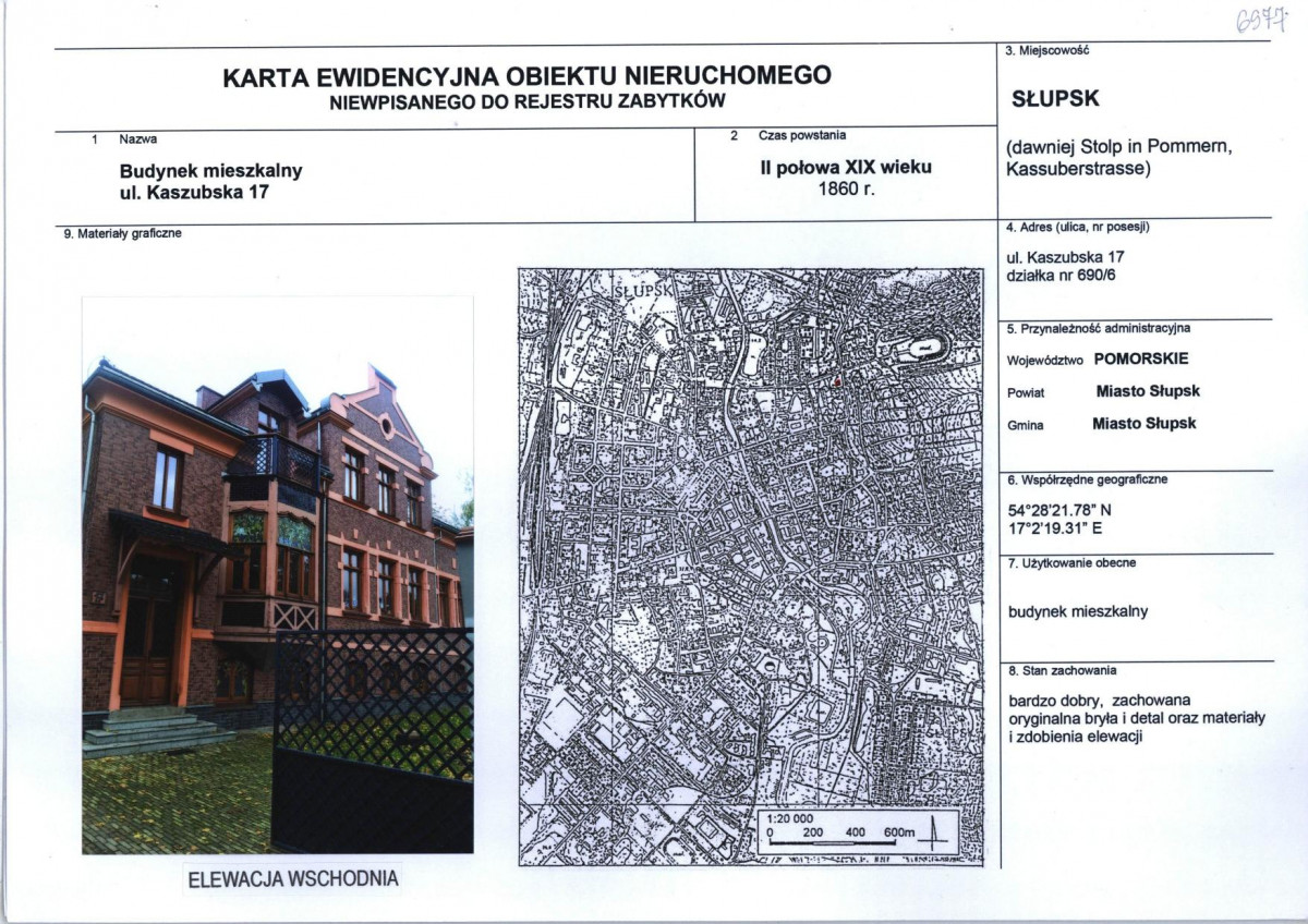 Karta obiektu niewpisanego do rejestru, skan nr 1