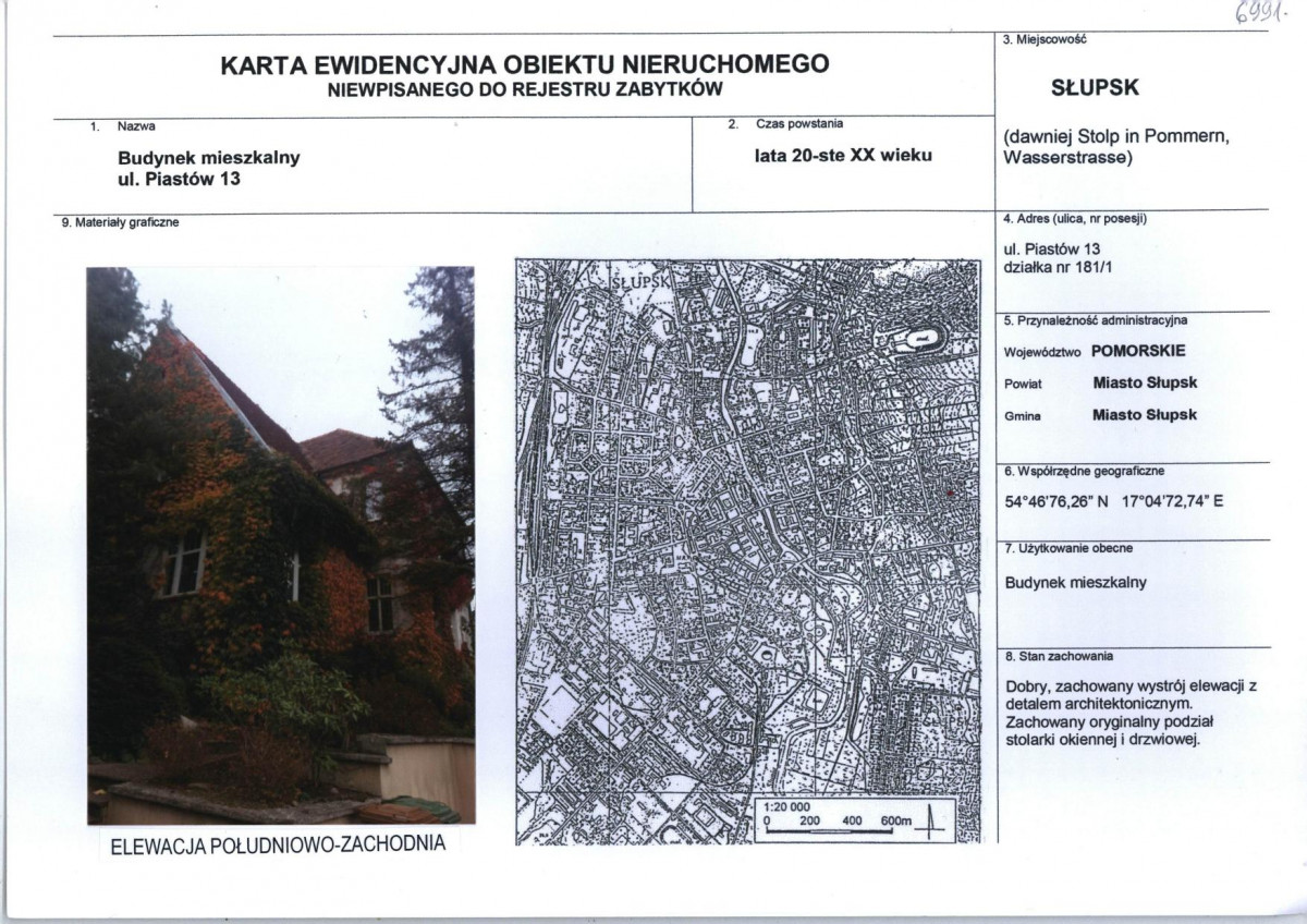 Karta obiektu niewpisanego do rejestru, skan nr 1