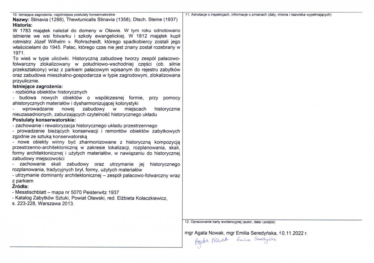 Karta obiektu niewpisanego do rejestru, skan nr 2