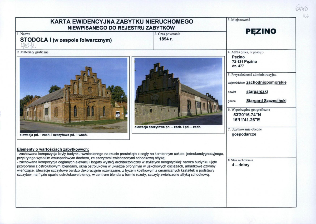 Karta obiektu niewpisanego do rejestru, skan nr 1