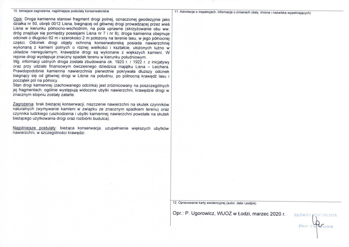 Karta obiektu niewpisanego do rejestru, skan nr 2
