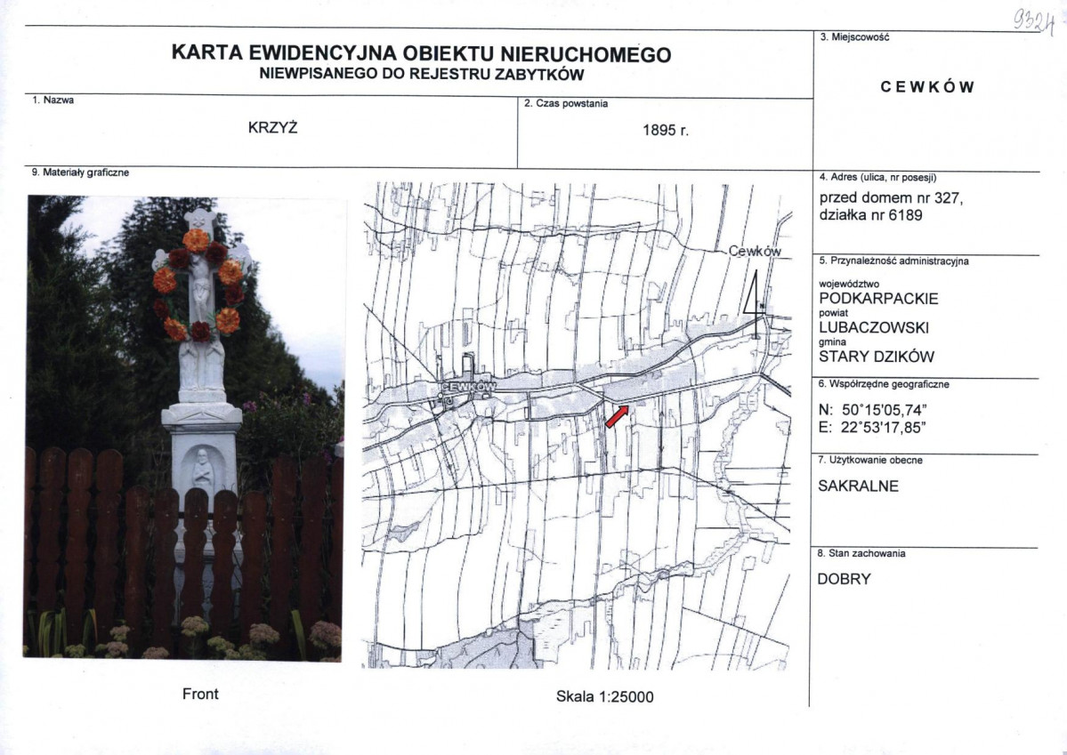 Karta obiektu niewpisanego do rejestru, skan nr 1