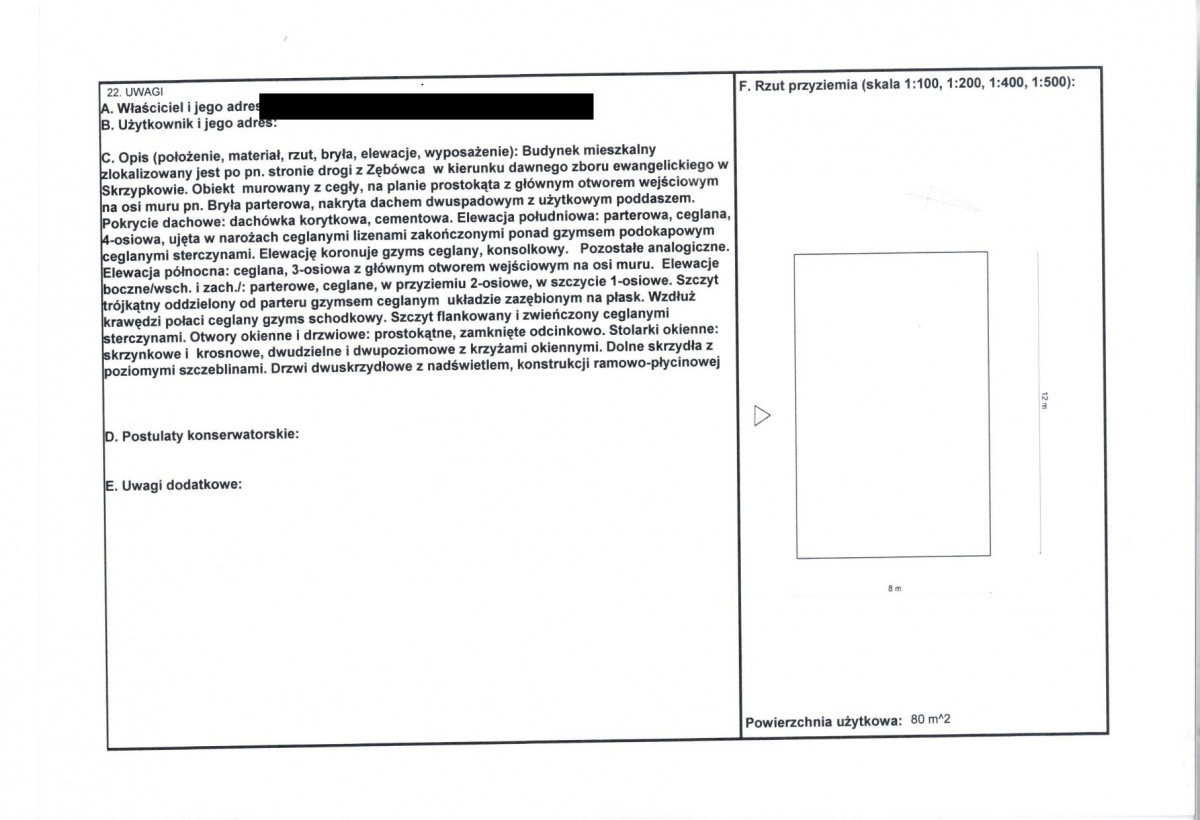 KEZN - Karta obiektu niewpisanego do rejestru, skan nr 2