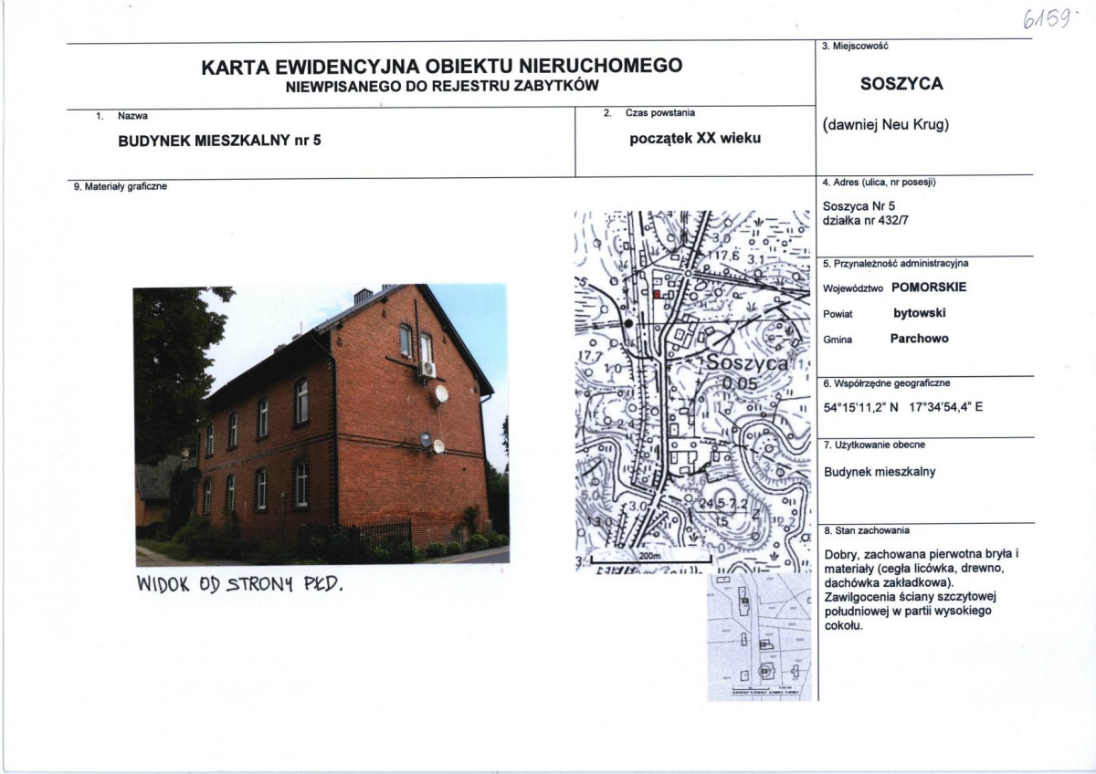 Karta obiektu niewpisanego do rejestru, skan nr 1