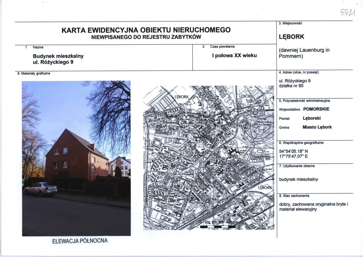 Karta obiektu niewpisanego do rejestru, skan nr 1