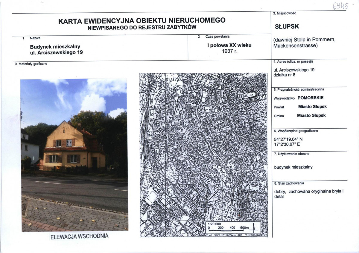 Karta obiektu niewpisanego do rejestru, skan nr 1