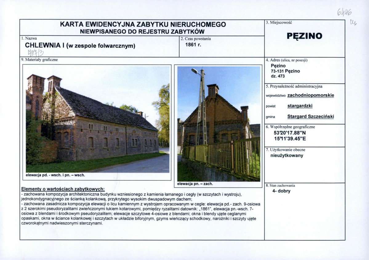 Karta obiektu niewpisanego do rejestru, skan nr 1