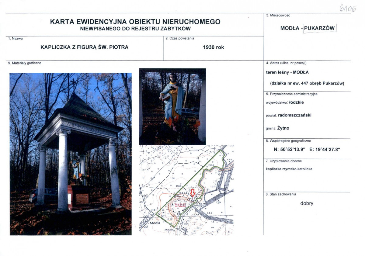 Karta obiektu niewpisanego do rejestru, skan nr 1