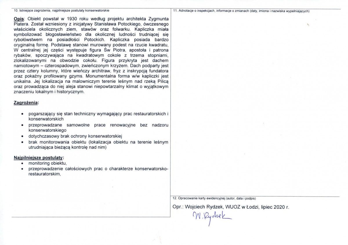 Karta obiektu niewpisanego do rejestru, skan nr 2