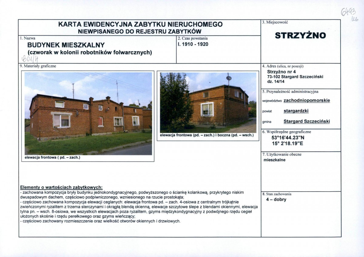 Karta obiektu niewpisanego do rejestru, skan nr 1