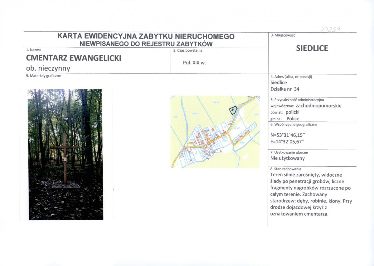 Karta obiektu niewpisanego do rejestru, skan nr 1