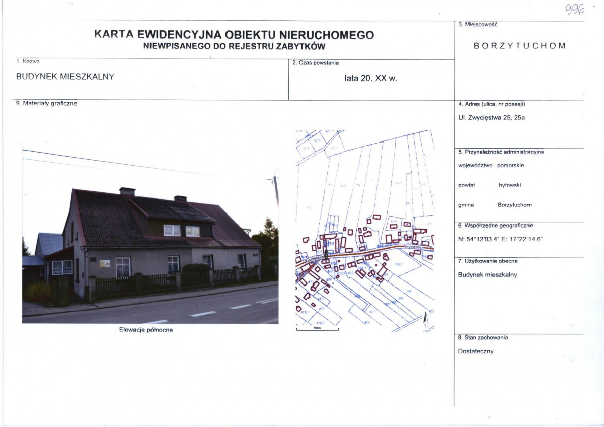 Karta obiektu niewpisanego do rejestru, skan nr 1