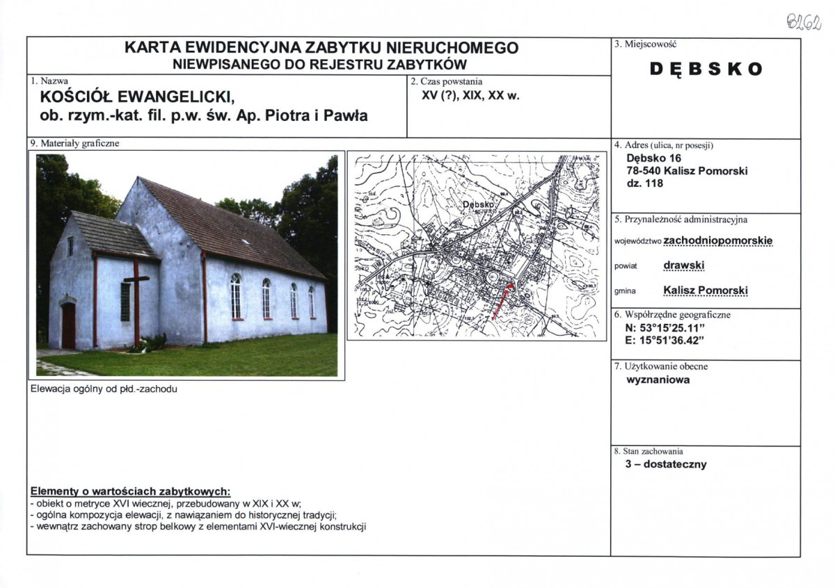 Karta obiektu niewpisanego do rejestru, skan nr 1