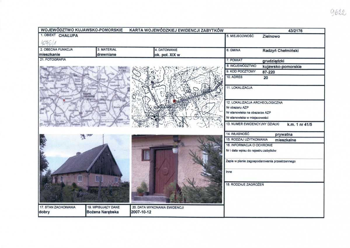 KEZN - Karta obiektu niewpisanego do rejestru, skan nr 1