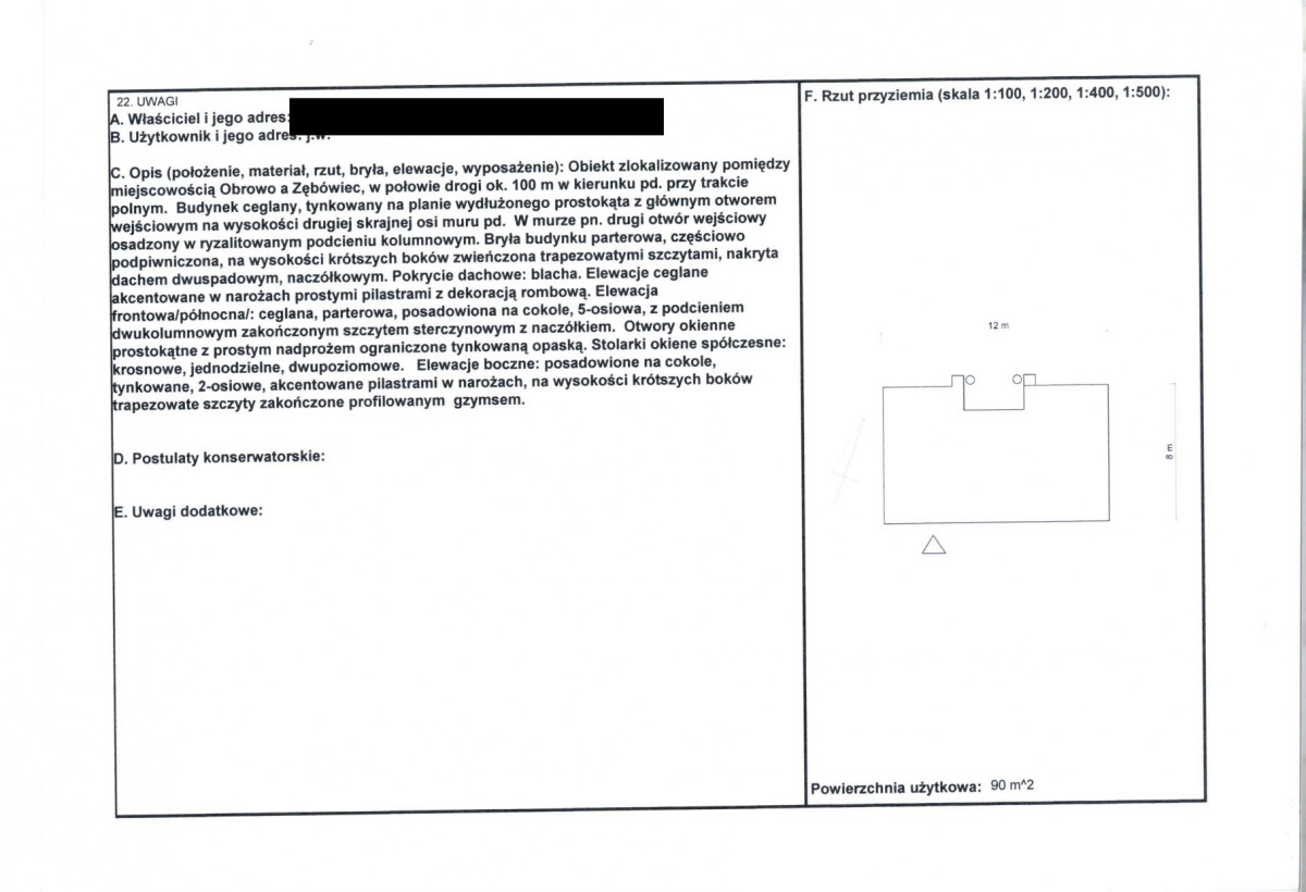 KEZN - Karta obiektu niewpisanego do rejestru, skan nr 2