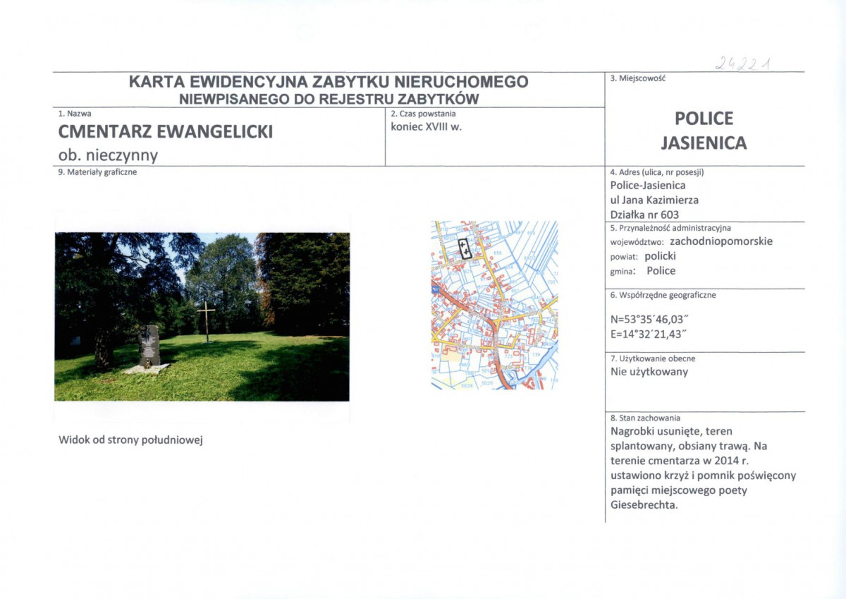 Karta obiektu niewpisanego do rejestru, skan nr 1