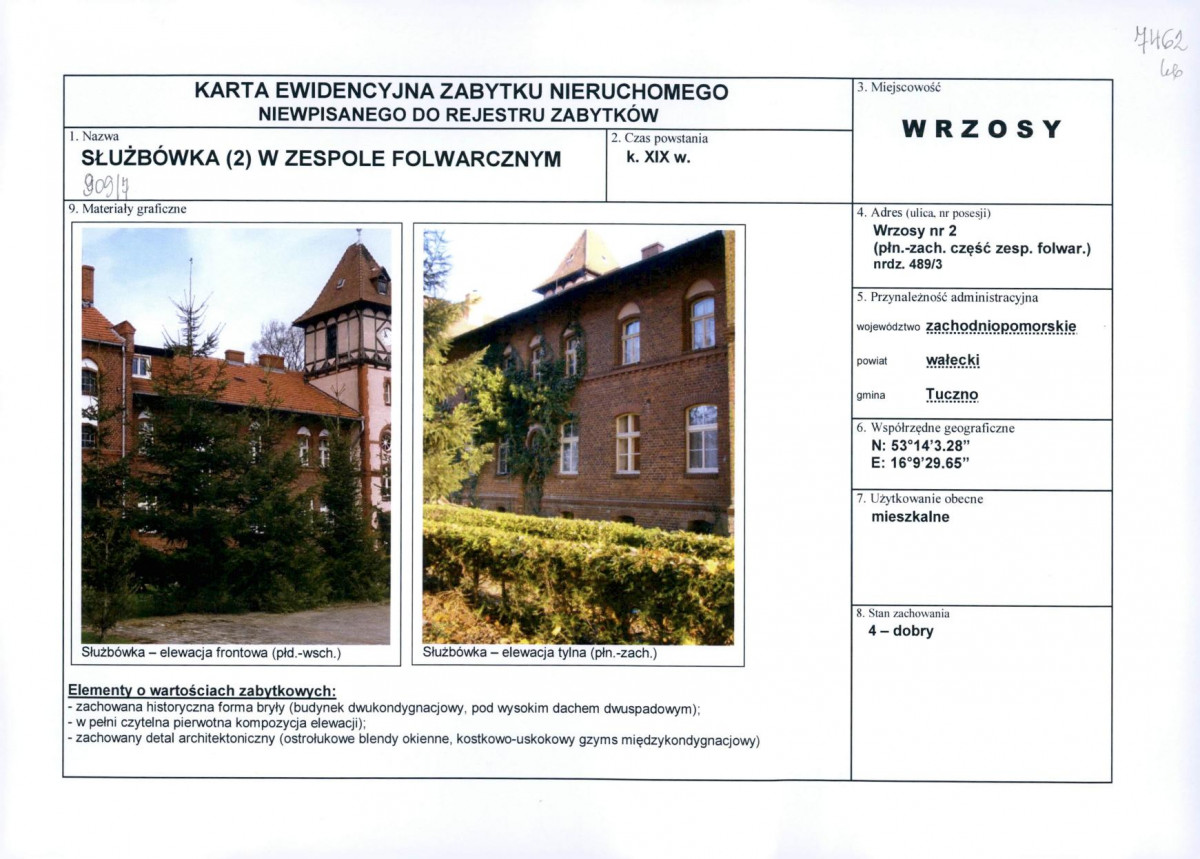 Karta obiektu niewpisanego do rejestru, skan nr 1