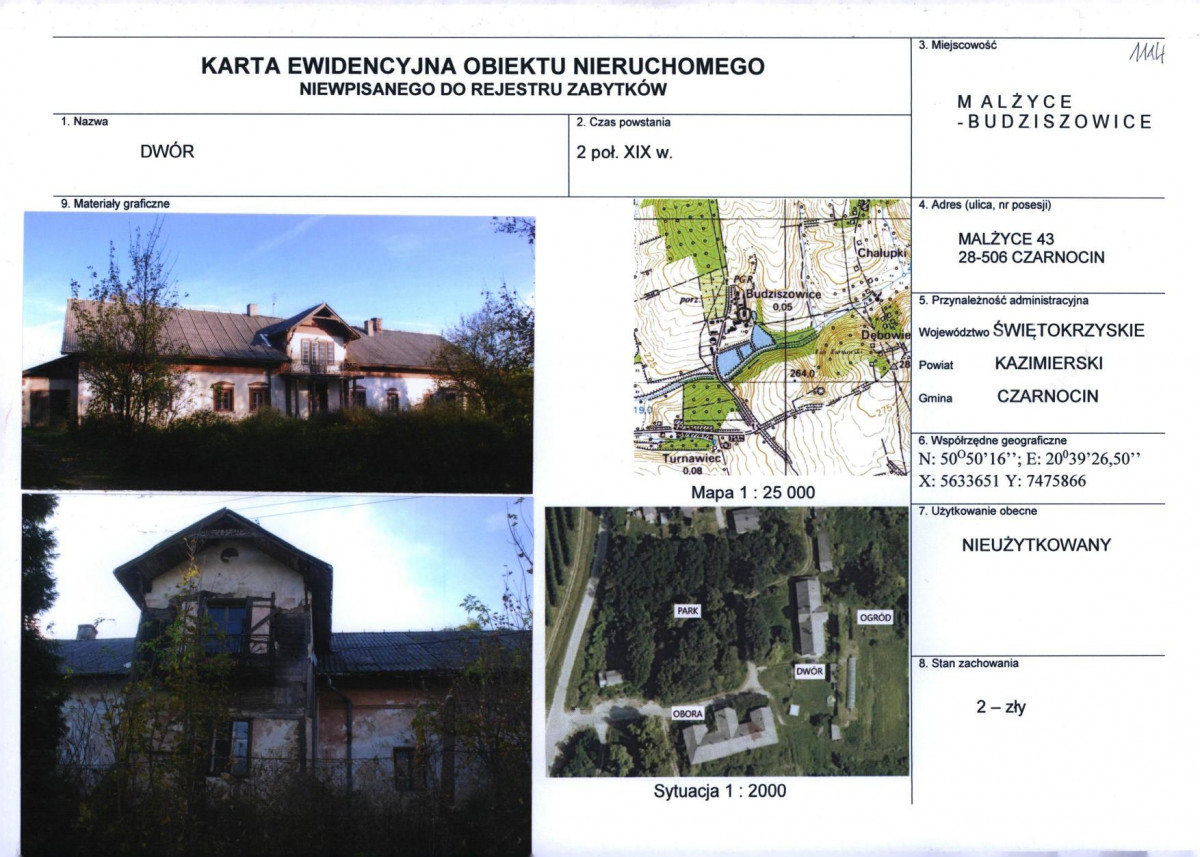 KEZN - Karta obiektu niewpisanego do rejestru, skan nr 1