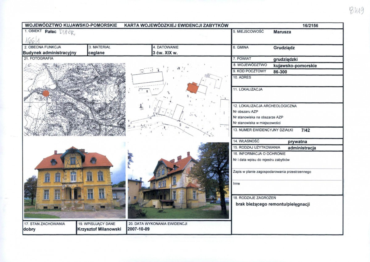KEZN - Karta obiektu niewpisanego do rejestru, skan nr 1