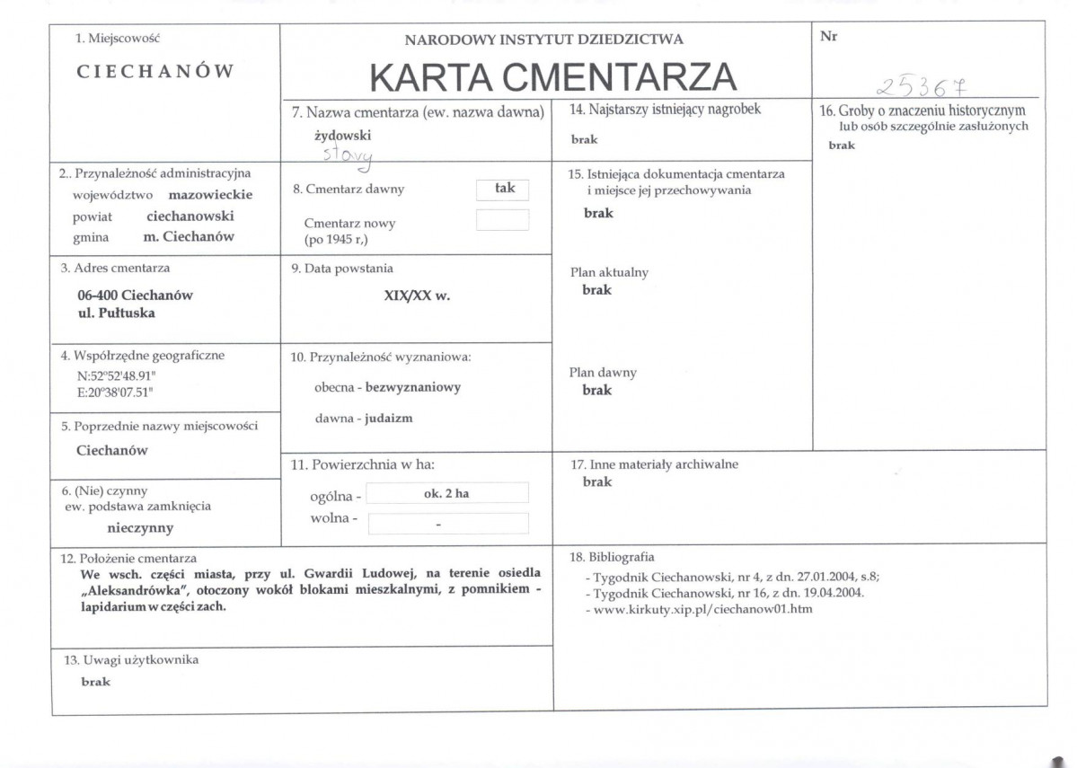 Karta cmentarza, skan nr 1