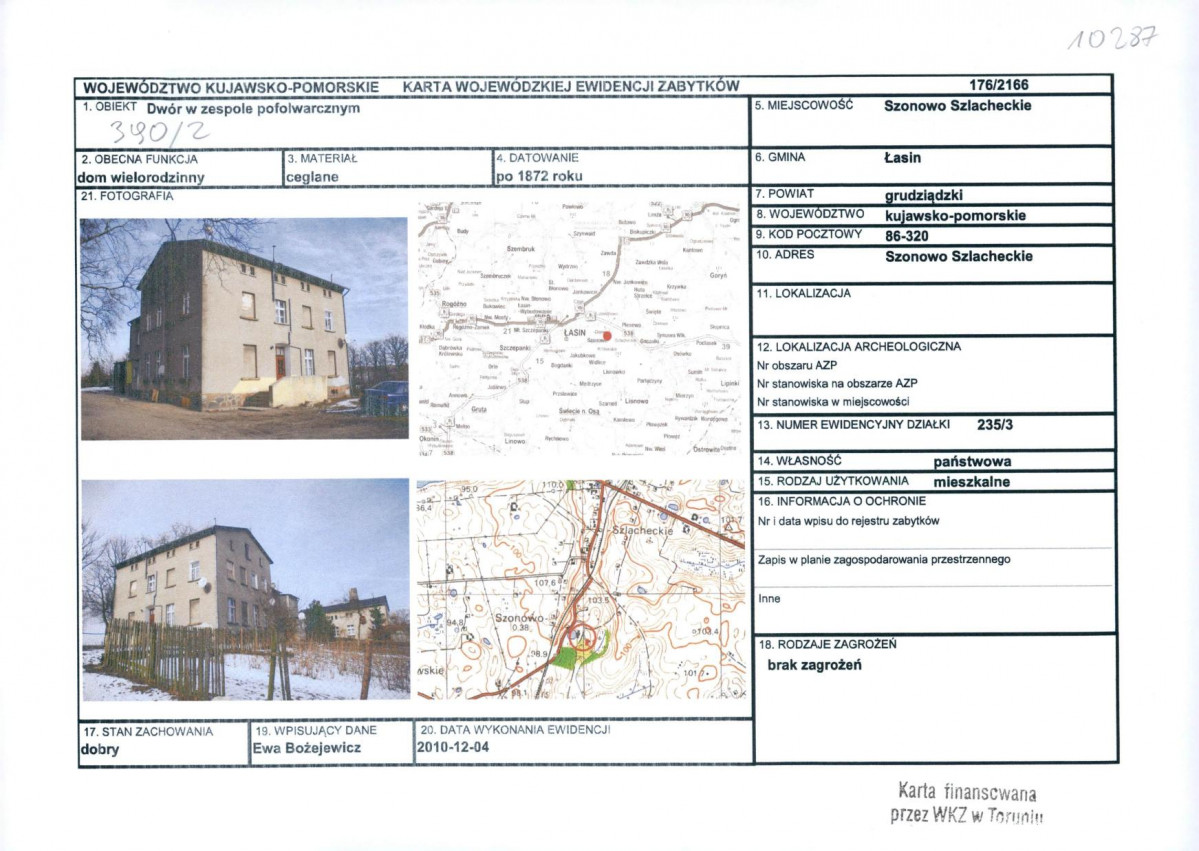 KEZN - Karta obiektu niewpisanego do rejestru, skan nr 1