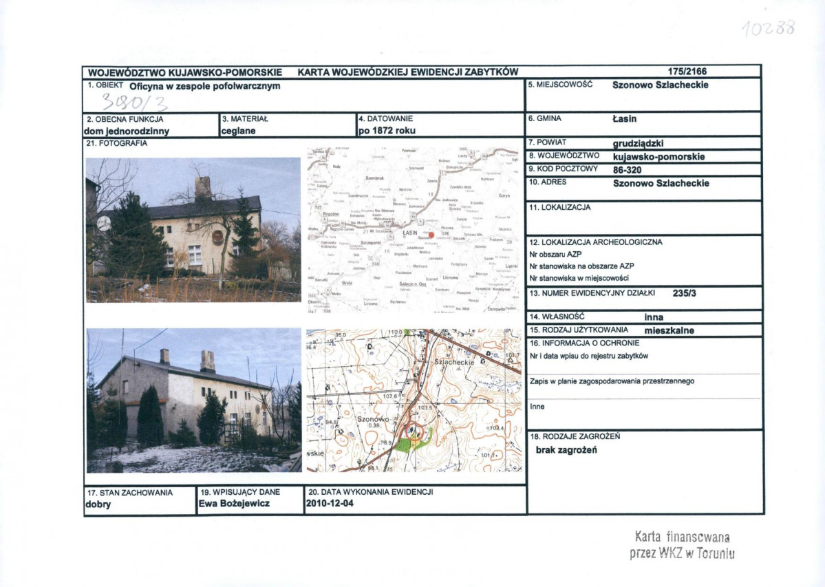 KEZN - Karta obiektu niewpisanego do rejestru, skan nr 1