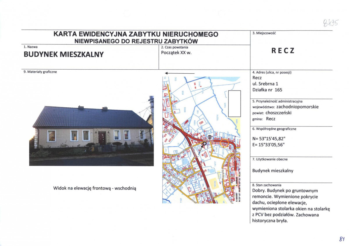Karta obiektu niewpisanego do rejestru, skan nr 1