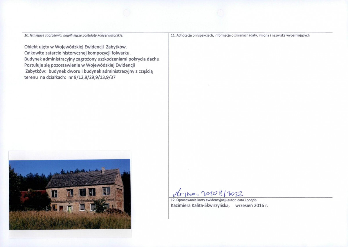 Karta obiektu niewpisanego do rejestru, skan nr 2