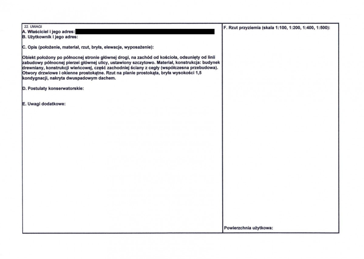 KEZN - Karta obiektu niewpisanego do rejestru, skan nr 2