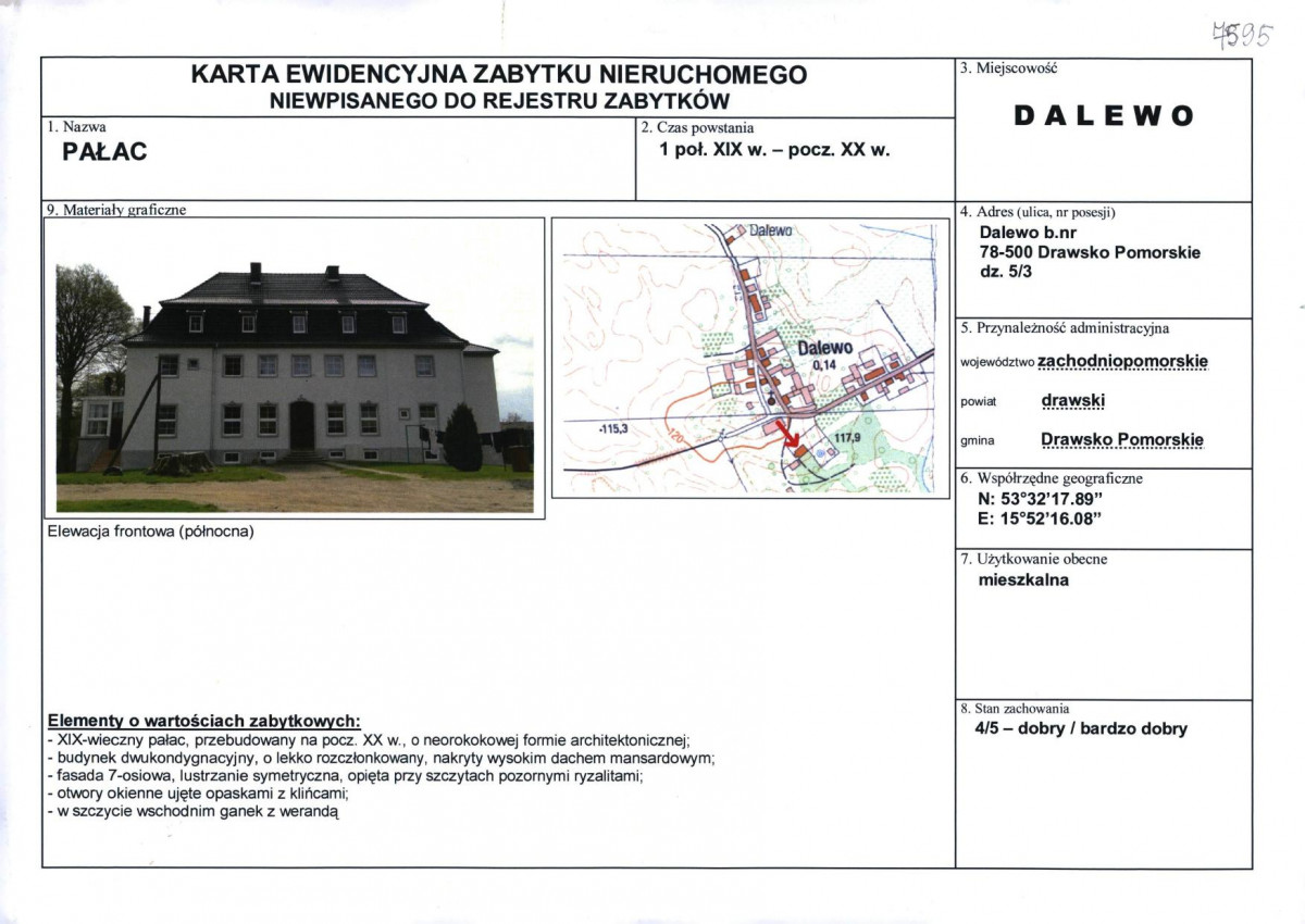 Karta obiektu niewpisanego do rejestru, skan nr 1