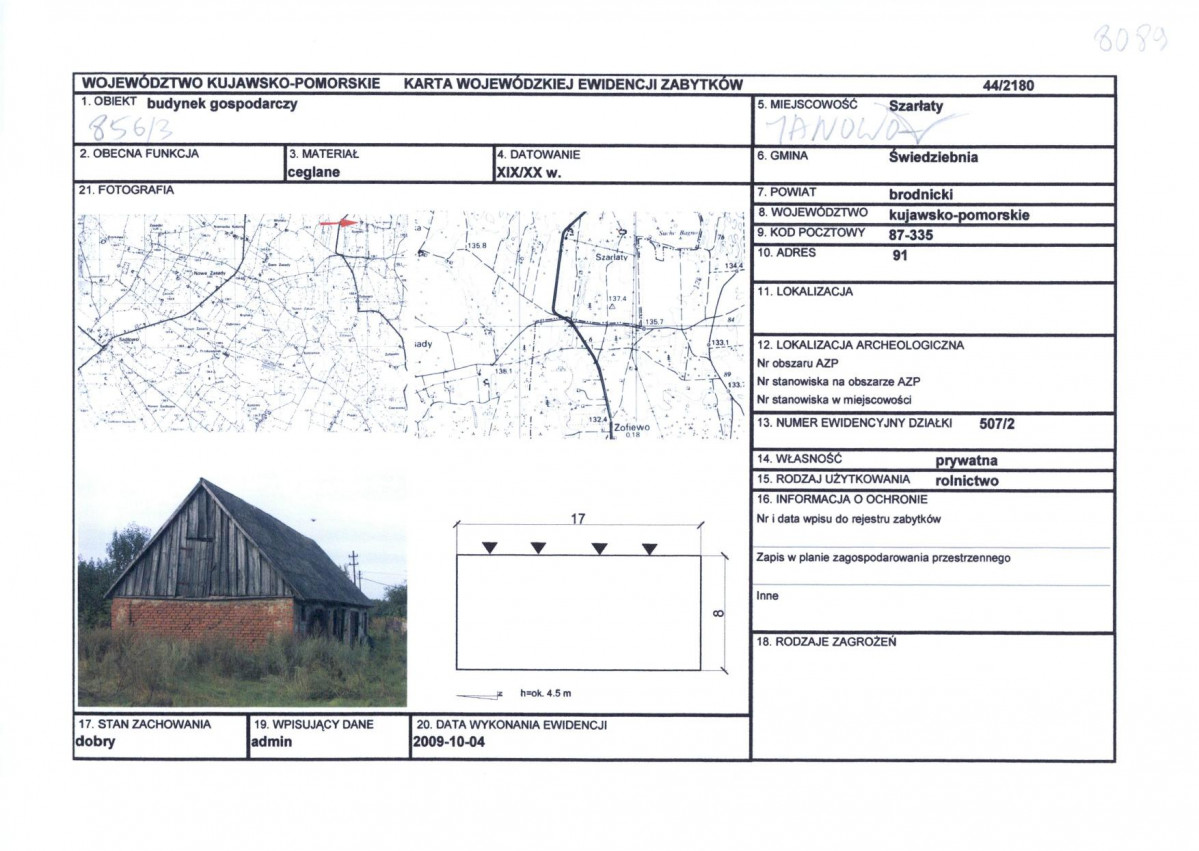 KEZN - Karta obiektu niewpisanego do rejestru, skan nr 1