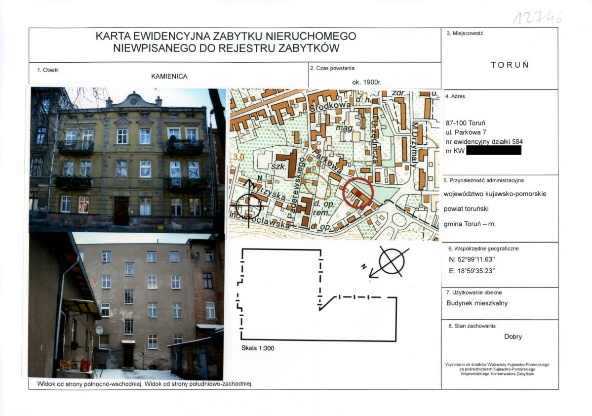 KEZN - Karta obiektu niewpisanego do rejestru, skan nr 1