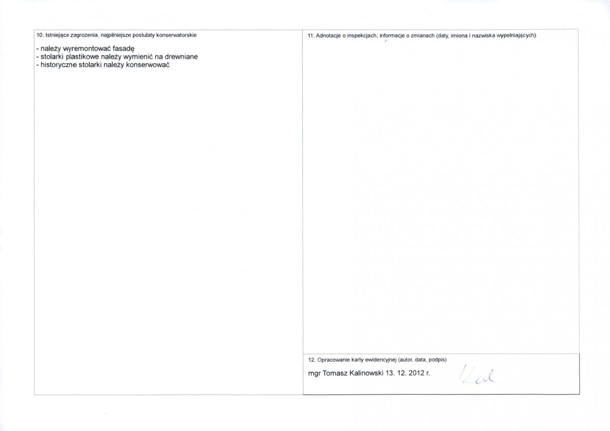 KEZN - Karta obiektu niewpisanego do rejestru, skan nr 2