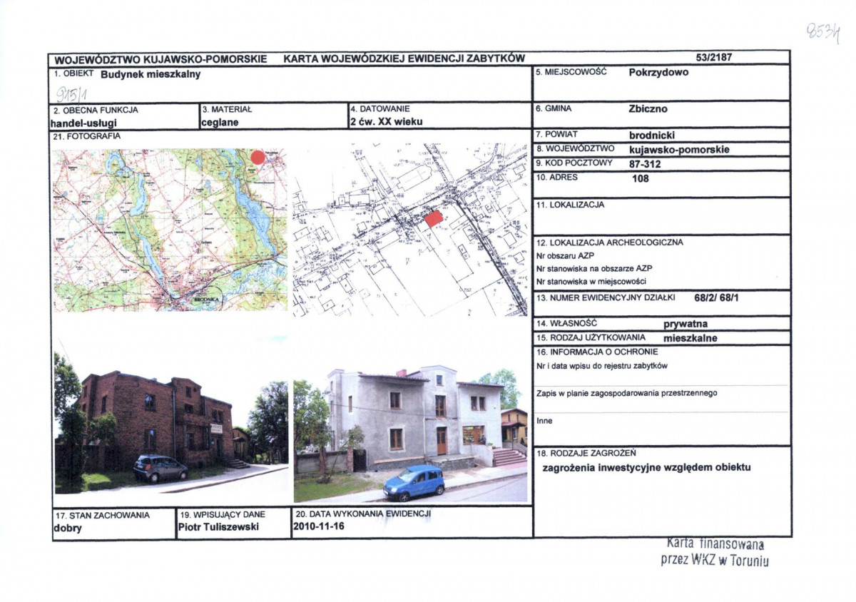 KEZN - Karta obiektu niewpisanego do rejestru, skan nr 1