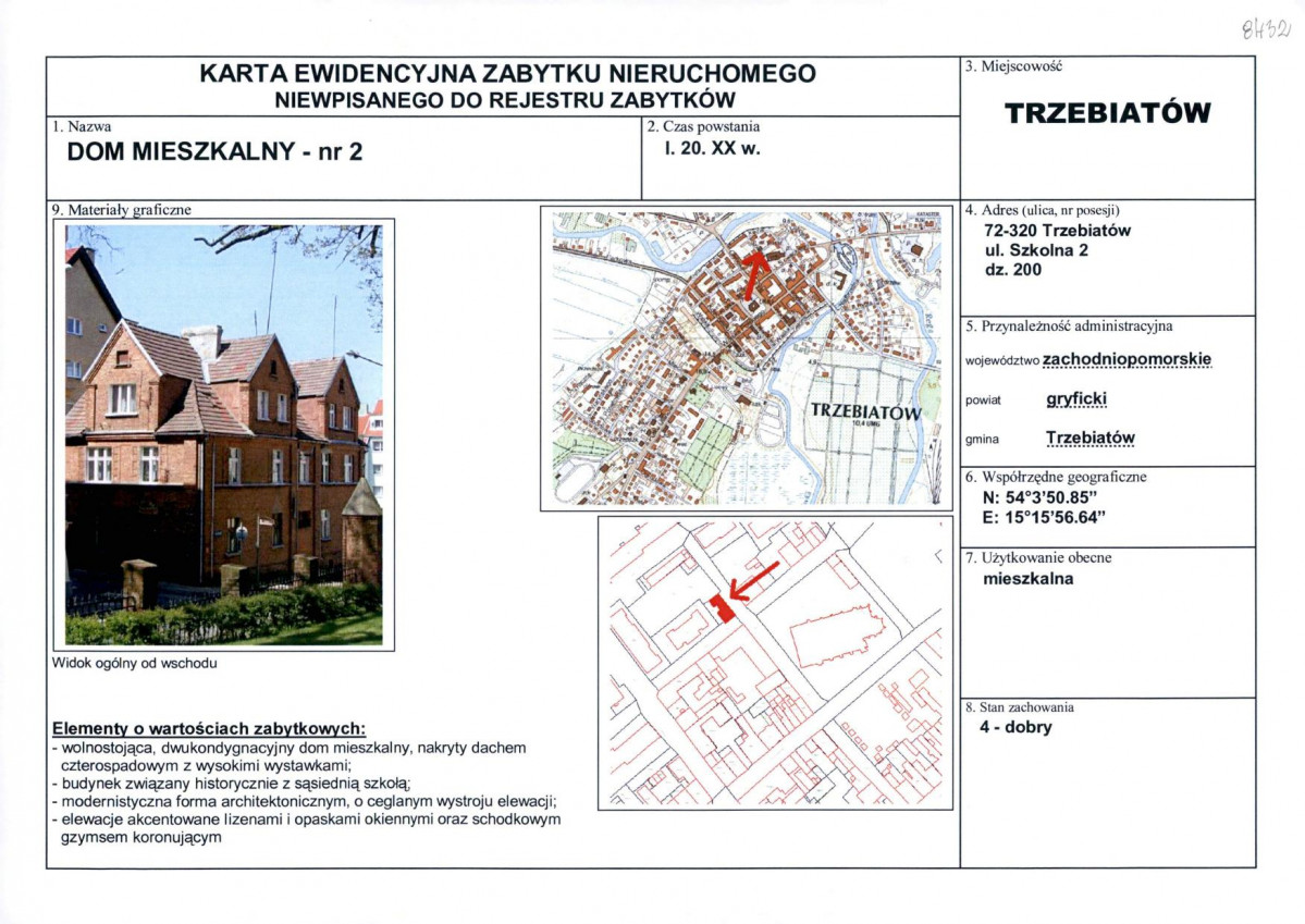 Karta obiektu niewpisanego do rejestru, skan nr 1