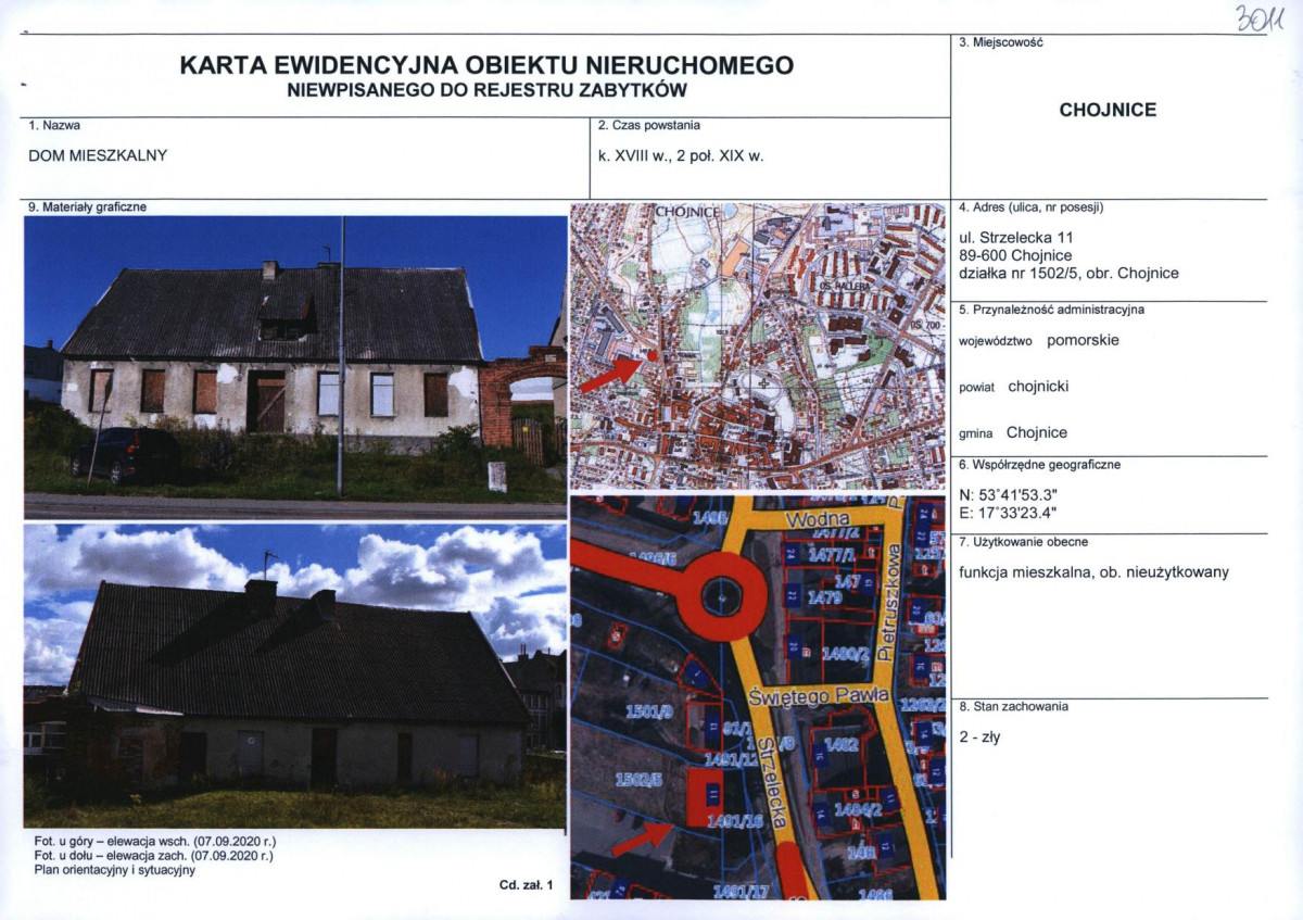 Karta obiektu niewpisanego do rejestru, skan nr 1