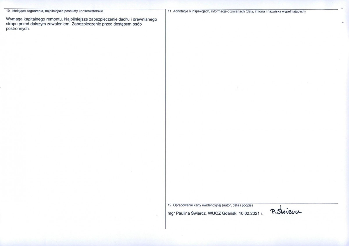 Karta obiektu niewpisanego do rejestru, skan nr 2