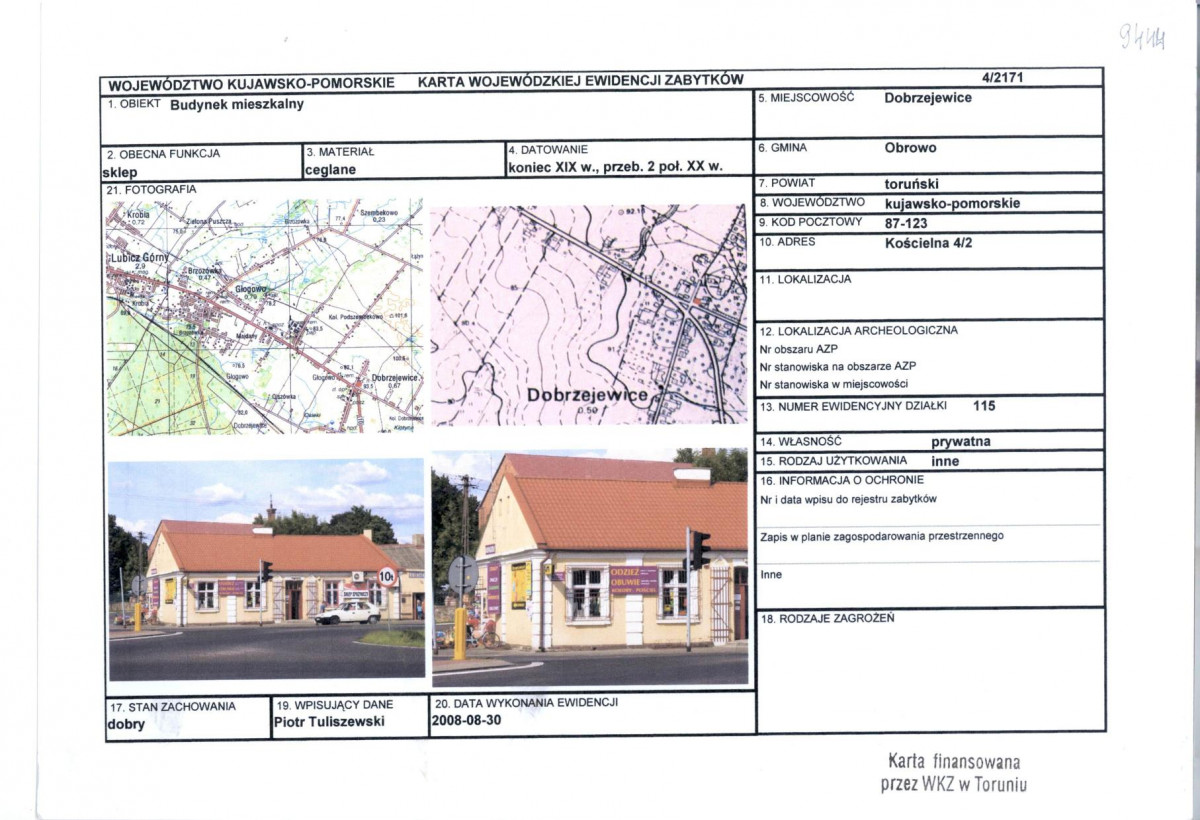 KEZN - Karta obiektu niewpisanego do rejestru, skan nr 1