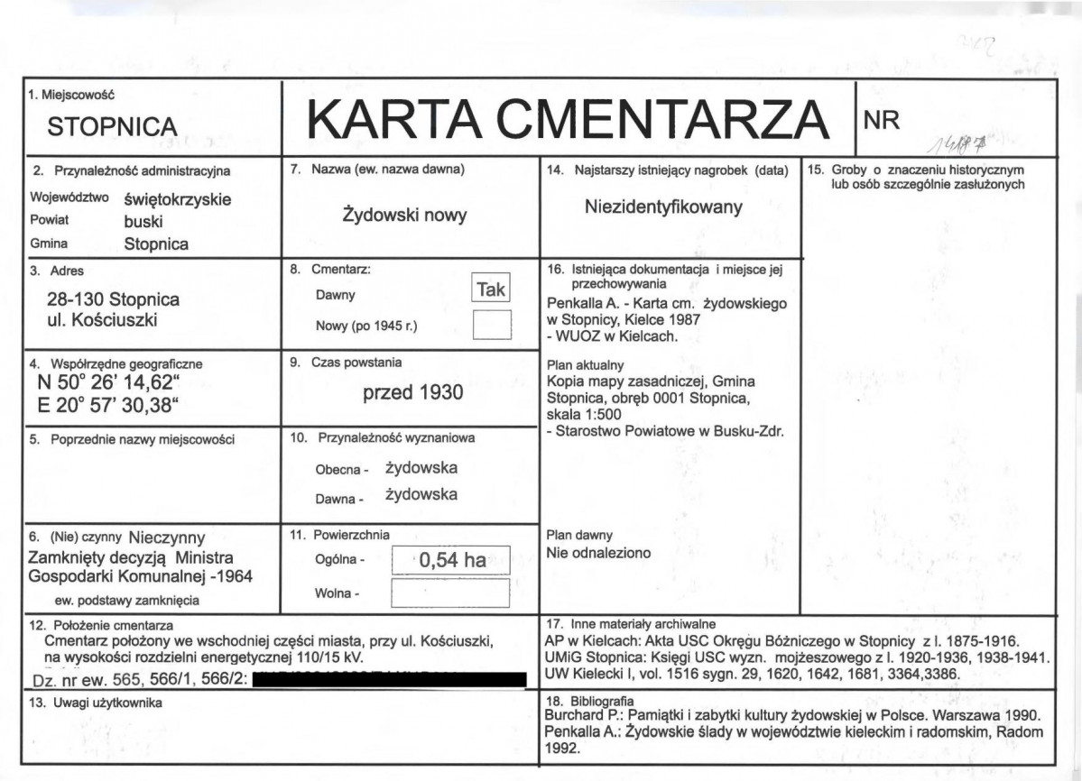 KC - Karta cmentarza, skan nr 1