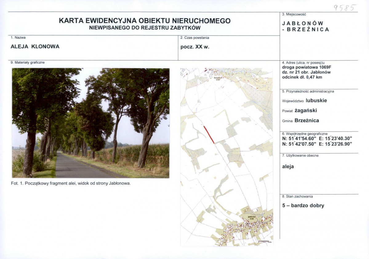 Karta obiektu niewpisanego do rejestru, skan nr 1