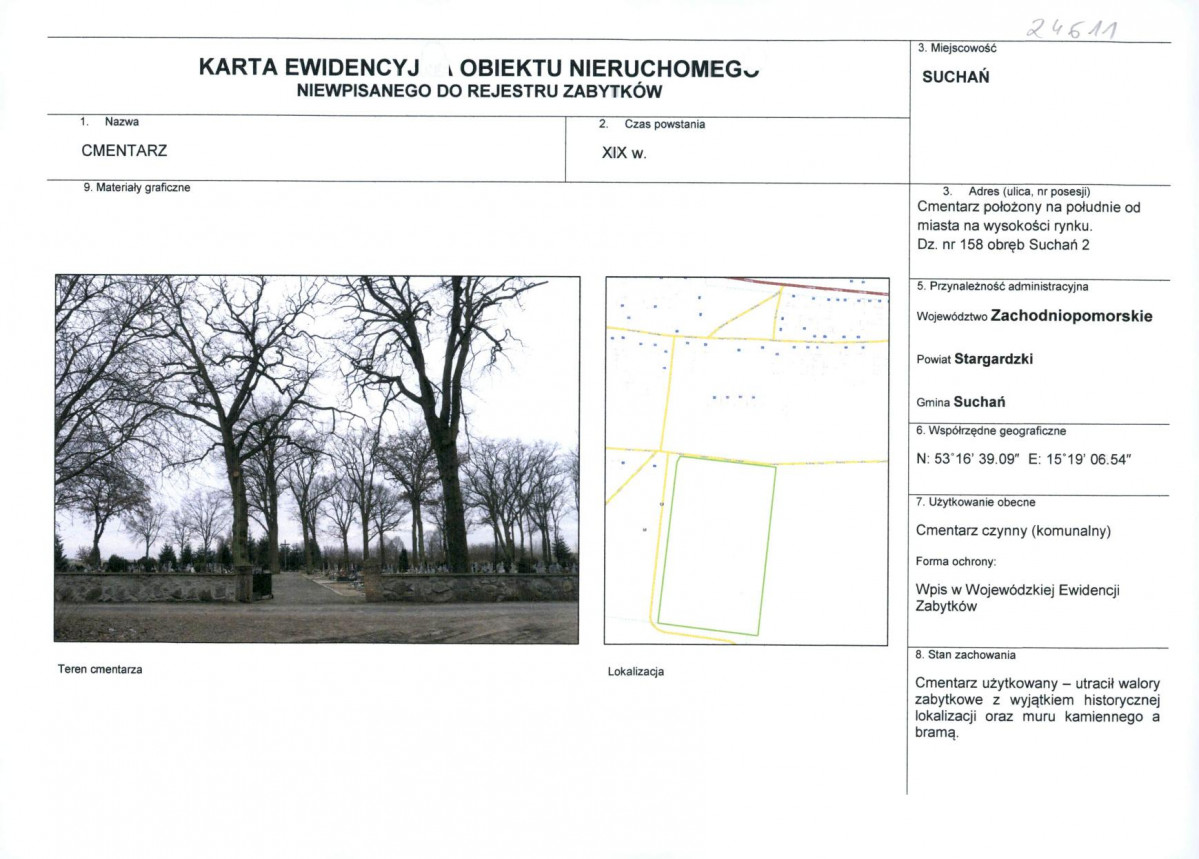 Karta obiektu niewpisanego do rejestru, skan nr 1