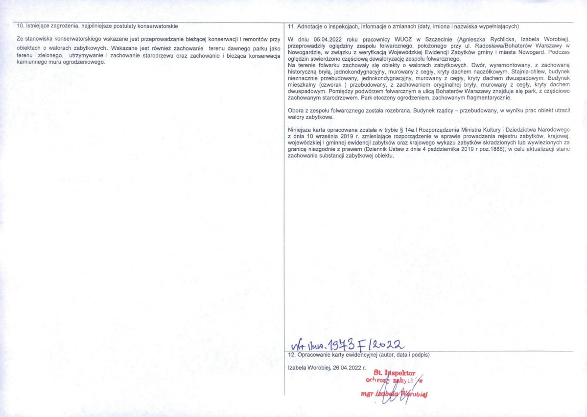 Karta obiektu niewpisanego do rejestru, skan nr 2