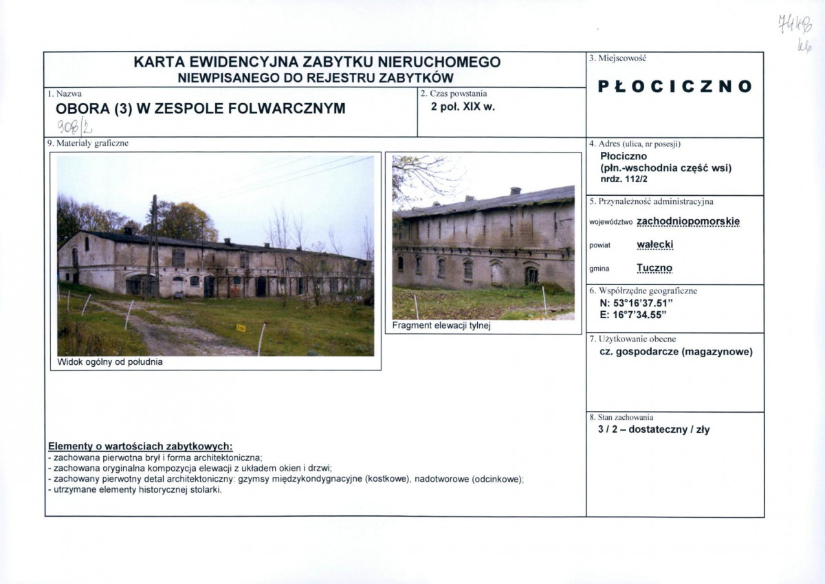 Karta obiektu niewpisanego do rejestru, skan nr 1