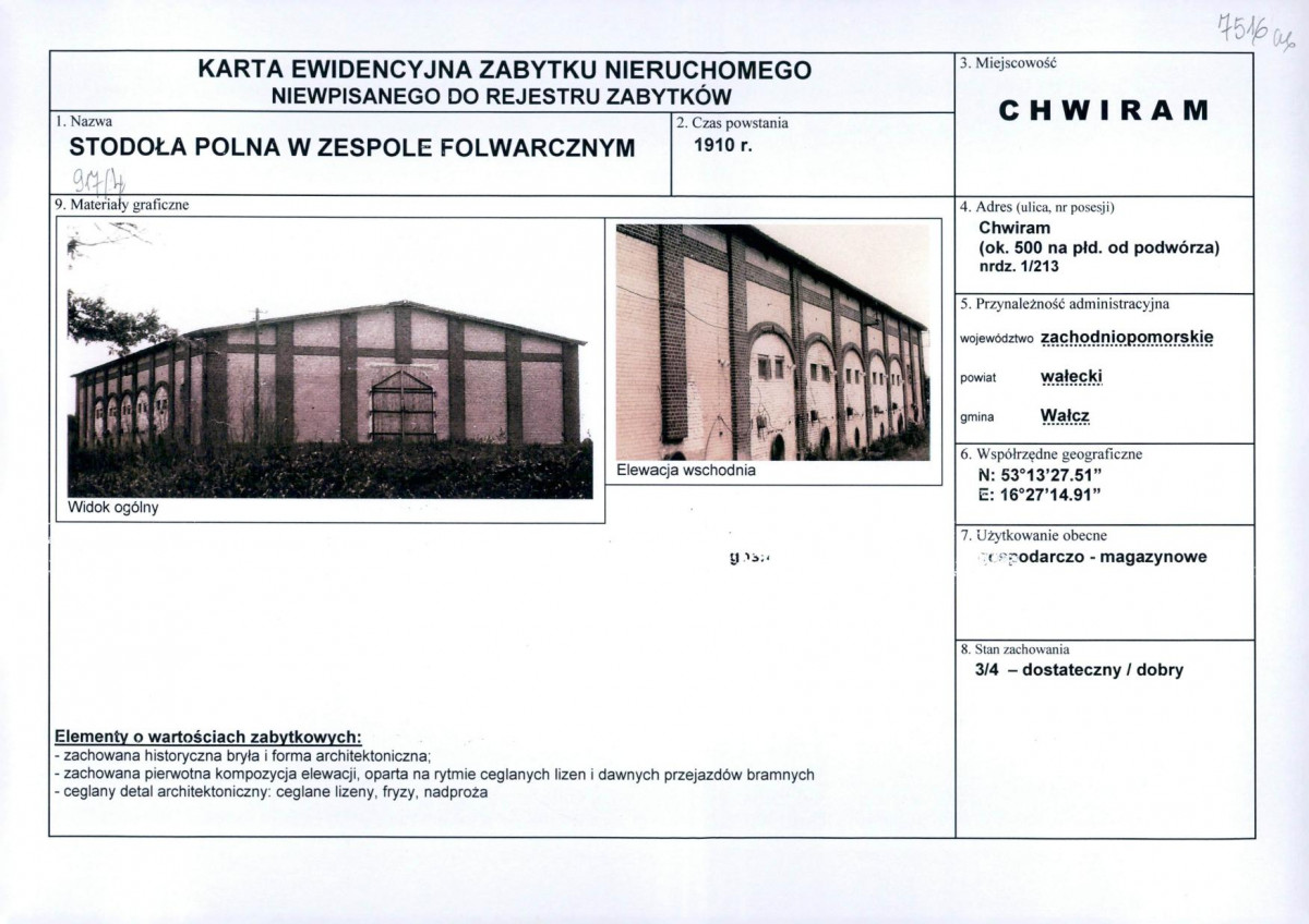 Karta obiektu niewpisanego do rejestru, skan nr 1