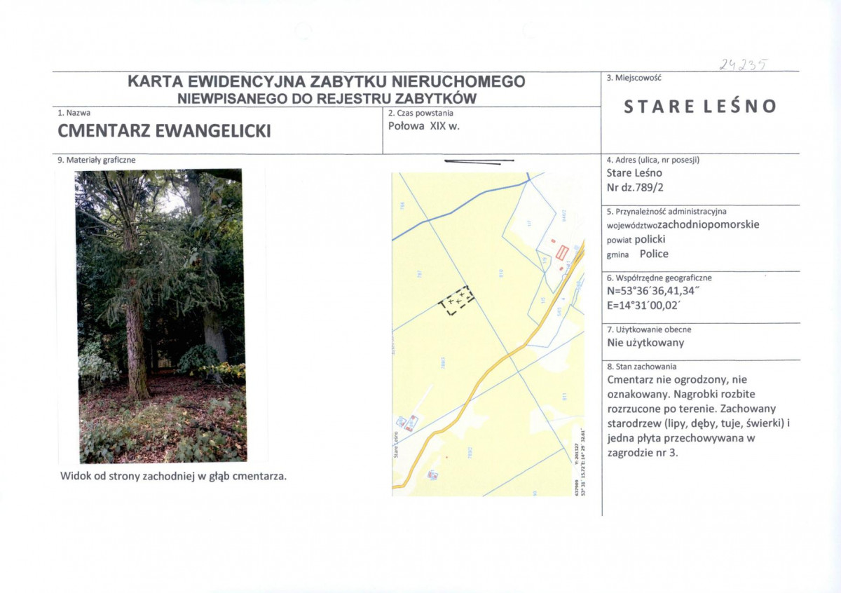 Karta obiektu niewpisanego do rejestru, skan nr 1