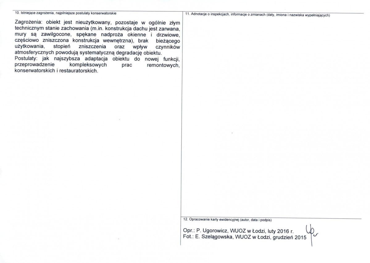 Karta obiektu niewpisanego do rejestru, skan nr 2