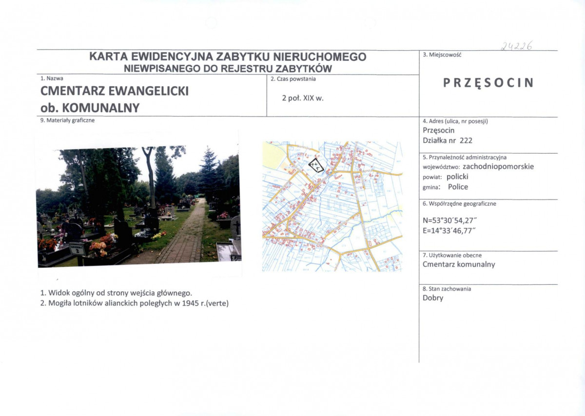 Karta obiektu niewpisanego do rejestru, skan nr 1